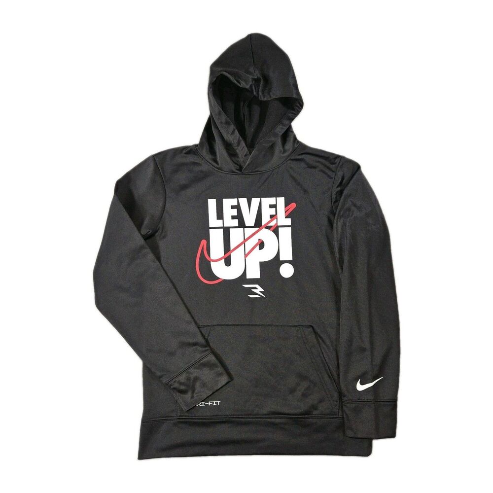 Boys Nike 3Brand Pullover Hoodie Level Up Black Large